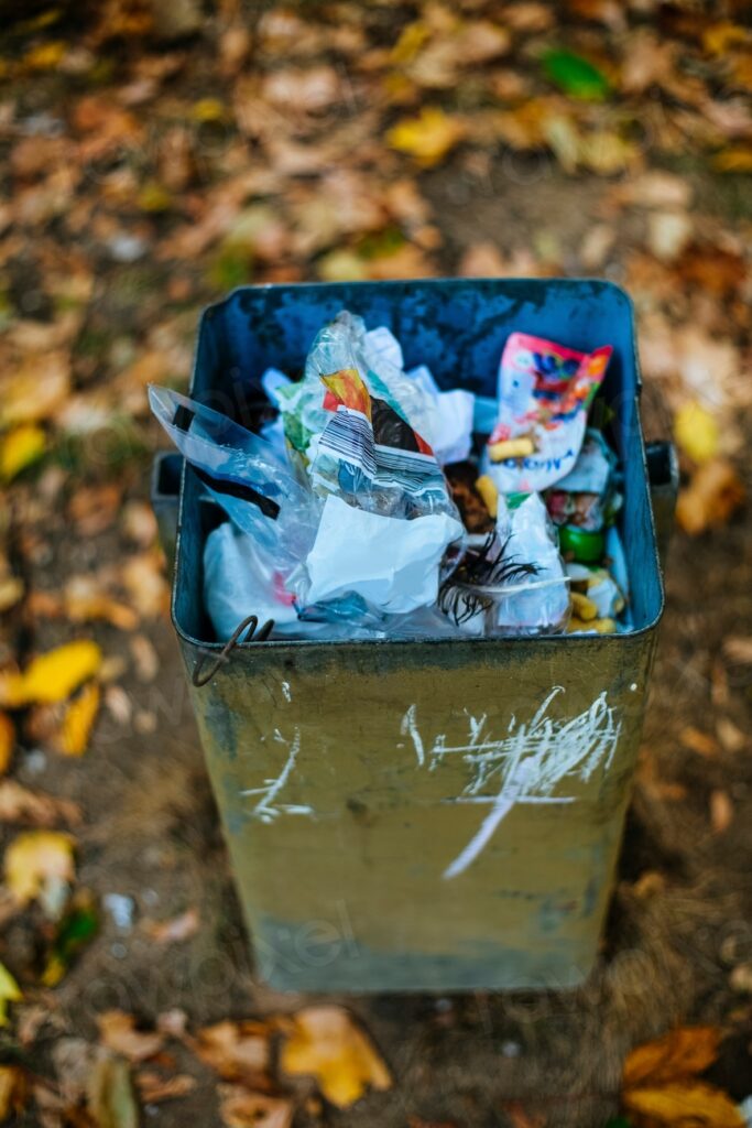 Plastic waste in a garbage